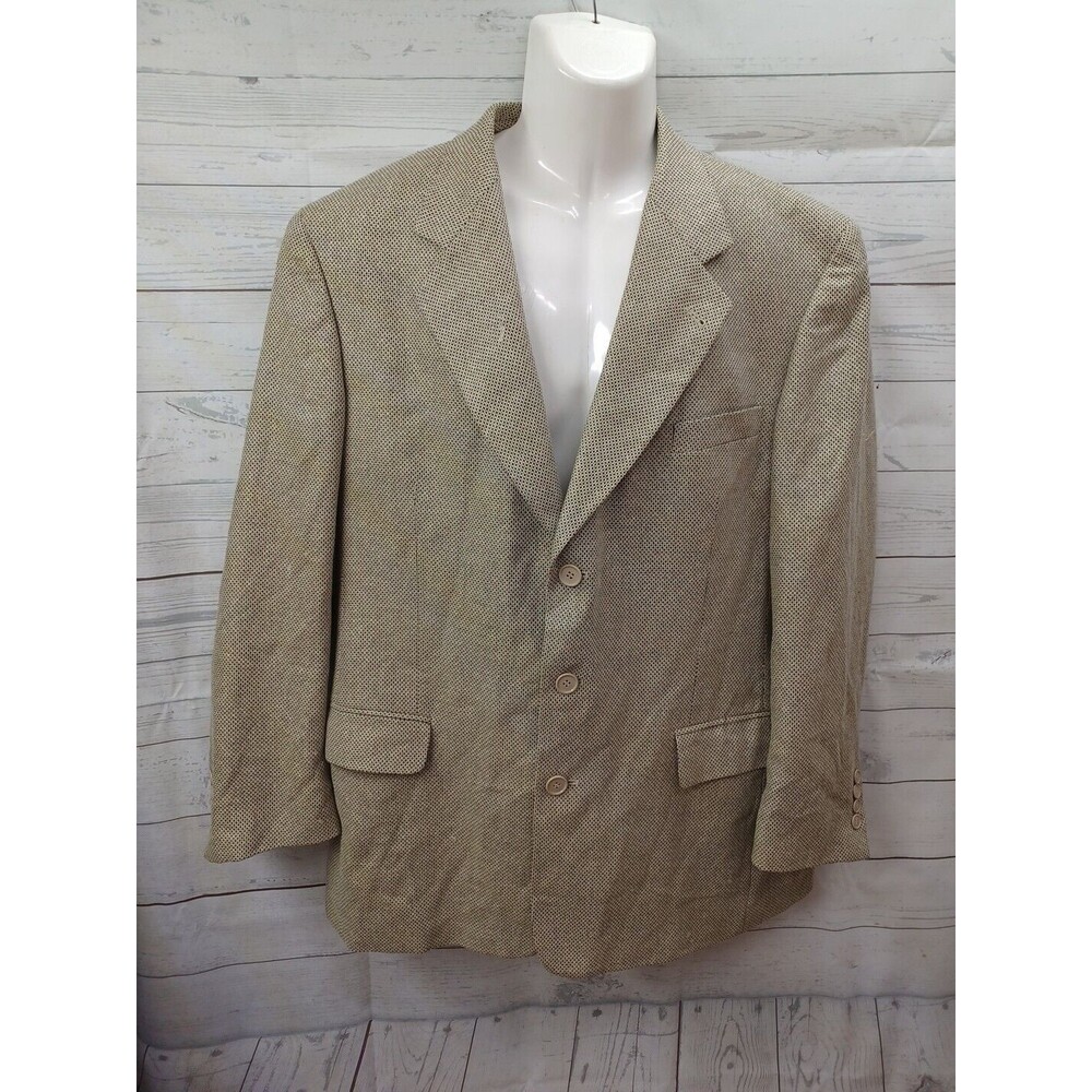 ZYLOS george machado silk blend blazer coat jacket Tweed 43R